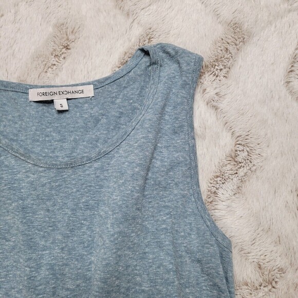 ✨️CL Foreign Exchange Cotton Blend Steel Blue Sleeveless Asymmetrical Tank Top S - Picture 4 of 11